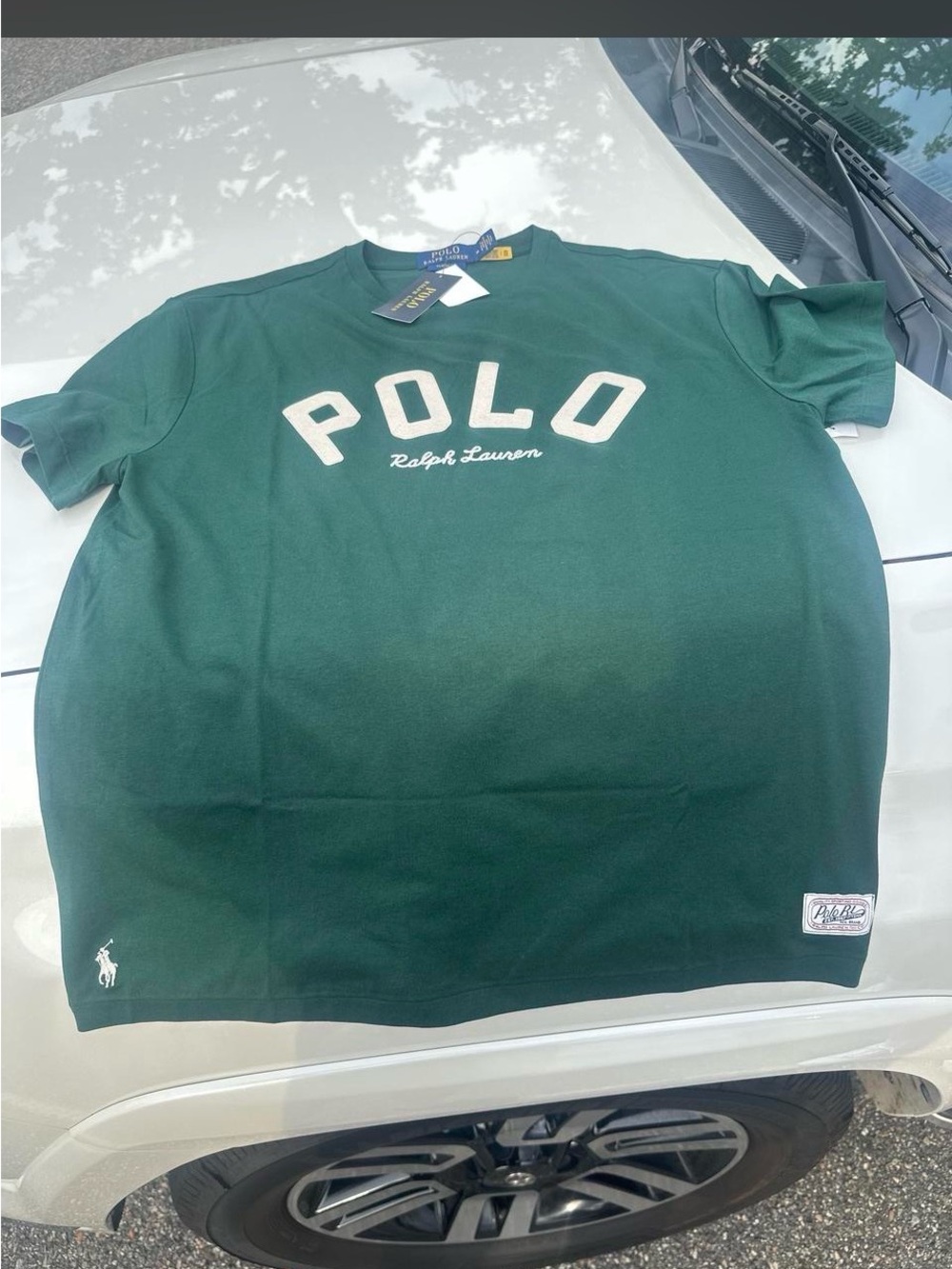 Ralph Lauren Men's Forest Green 'POLO' Logo Crewneck Tee